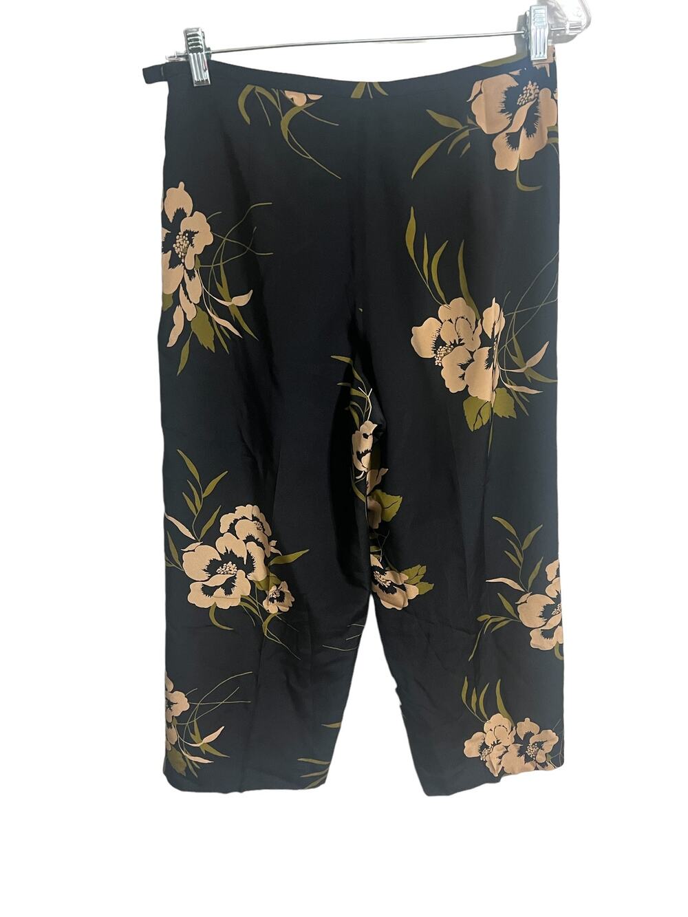 Vintage Silk Club Collection Floral Cropped Silk Pants 10